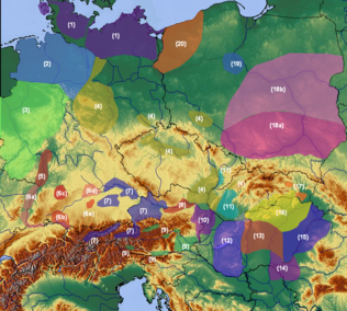 Центральная Европа в бронзовый век, 2300—1950 до н. э.. Культура Отомань (15) и родственная Хатвань (16).