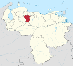 Osavaltion sijainti Venezuelassa