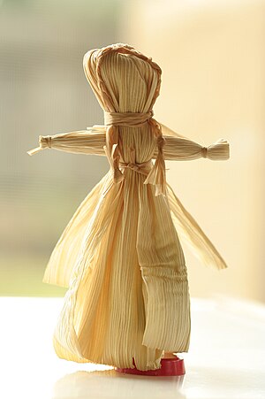 A corn husk doll my son made (with lots of hel...