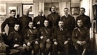 Haut commandement de l'armée estonienne avec Aleksander Tõnisson, Andres Larka , Johan Laidoner et Jaan Soots en 1920.