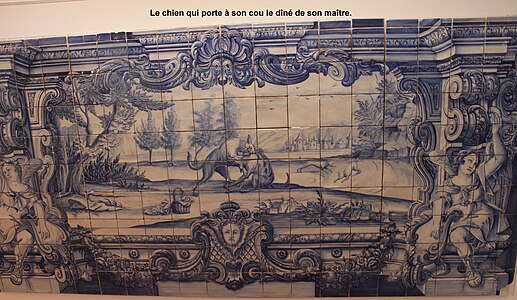 Le chien qui porte à son cou le dîner de son maître - Azulejos - Monastère de Saint-Vincent de Fora (Lisbonne).