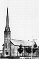 The Saint Mary Church in Lansing in a summer between 1890-1905, after electricity was run to the building.