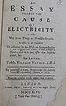 Title page to "An essay to shew the cause of electricity, and why some things are non-electricable"