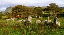 Gortnaleck court tomb looking north to Benwisken.