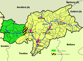 Kart over Vinschgau