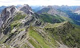 Blick von der Pfannspitze entlang des Hauptkamms nach Osten