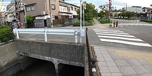 暗渠の出口、左：荒戸、中：黒門川通り、右：唐人町