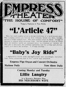 L'Article 47 newspaper advert Nov 1913.jpg