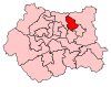 A very large constituency. It consists of the eastern portion of the county. It also includes the entirety of a second, smaller county, located to the east of the larger county.