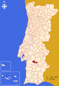 Viana do Alentejo belediyesini gösteren Portekiz haritası