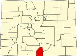 map of Colorado highlighting Costilla County
