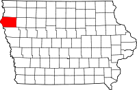 プリマス郡の位置を示したアイオワ州の地図