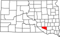 Harta statului South Dakota indicând comitatul Douglas