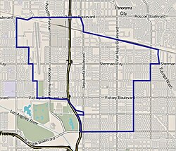 Boundaries of Van Nuys as drawn by the Los Angeles Times