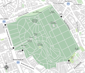 Plan du cimetière du Père-Lachaise, à Paris. (image vectorielle)