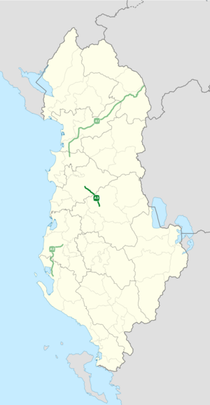 The A3 runs across the counties of Elbasan and Tirana.