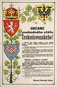 Plakát Okresního národního výboru v Berouně z 29. října 1918.