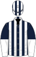 Dark blue and white stripes, halved sleeves