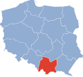 The Kraków Voivodeship within Poland in 1946.