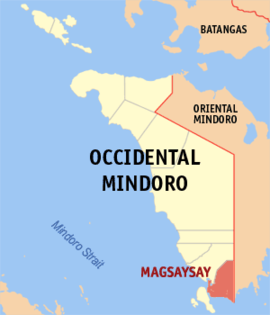 Magsaysay na Ocidental Mindoro Coordenadas : 12°18'42"N, 121°8'50"E