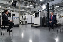 David Muir interviewing then-President Donald Trump on 20/20 President Trump Visits Honeywell International Inc. (49863547766).jpg