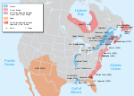 Kolonialmakternas territoriella anspråk efter Drottning Annas krig. Som ett resultat av kriget tvingades Frankrike avstå från sina anspråk på Ruperts land och Newfoundland. Frankrike förlorade även en del av Akadien till Storbritannien, som därav bildade kolonin Nova Scotia.