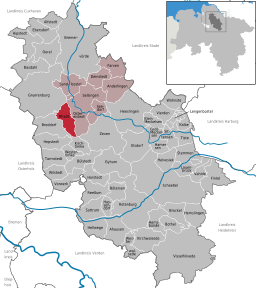 Läget för kommunen Rhade i Landkreis Rotenburg