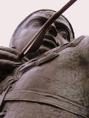 Statue of Robin Hood, in Nottinghamshire, England.