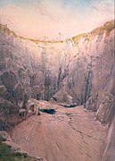 watercolour painting of large quarry