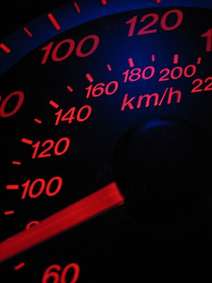 Automobile speedometer, measuring speed in mil...