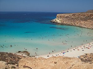 Beach oh Rabbit's Island in Lampedusa (Italy)