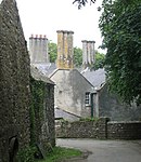 Range including cornbarn, granary, threshing room and lofted cowhouse at Llwydiarth Esgob Farm