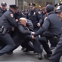 A fake Midjourney-created image of Donald Trump being arrested Trump's arrest (2).jpg