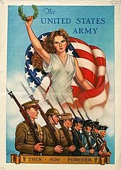 World War II United States Patriotic Army Recruiting Poster US Patriotic Army Recruiting Poster WW2 Then Now Forever.jpg