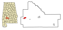 Location in Wilcox County and the state of آلاباما