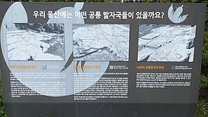 유곡동 공룡발자국화석공원 안내판