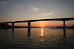 夕日と城ヶ島大橋