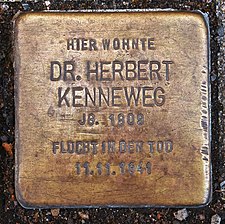 Stolperstein für Herbert Kenneweg in Hannover