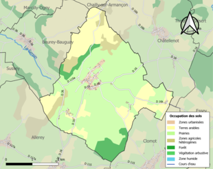 Carte en couleurs présentant l'occupation des sols.