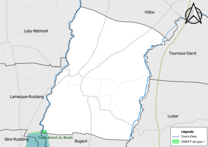 Carte de la ZNIEFF de type 1 sur la commune.