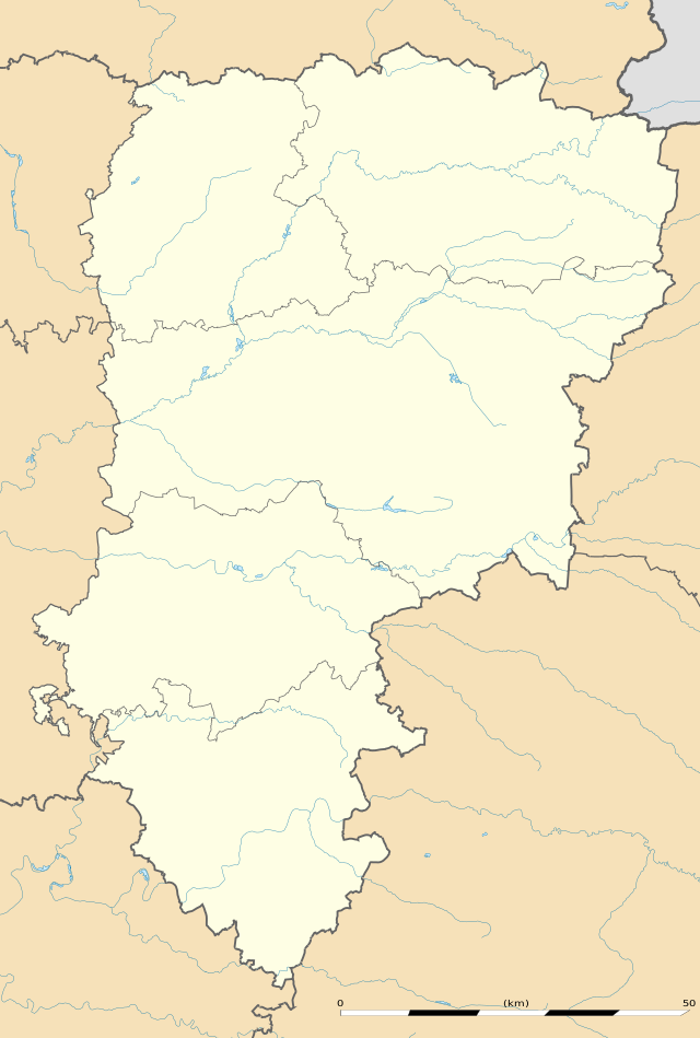 Mapa konturowa Aisne, blisko centrum na dole znajduje się punkt z opisem „Fère-en-Tardenois”