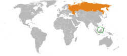 Map indicating locations of Brunei and Russia