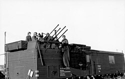 2 cm FlaK-Vierling 38 на железнодорожном вагоне; Восточный фронт, 1942 год.