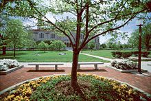 Pryzbyla Plaza, with the National Shrine in the background CUA Mall.jpg