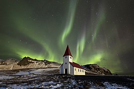 Полярне сяйво над Віком, Ісландія