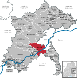 Elhelyezkedése Baden-Württemberg térképén