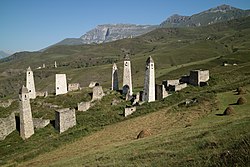 Defense towers in the selo of Erzi in Dzheyrakhsky District