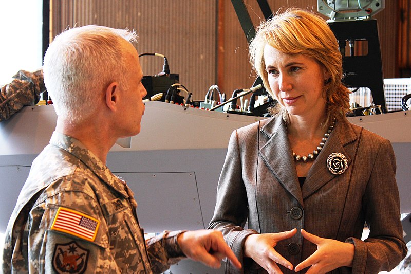 Gabrielle Giffords Speaking With A Military Officer