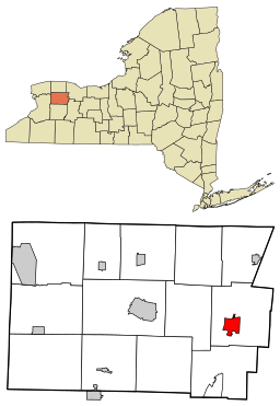 Genesee County New York incorporated and unincorporated areas Le Roy (village) highlighted.svg