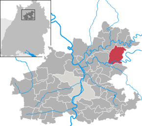 Poziția Hardthausen am Kocher pe harta districtului Heilbronn